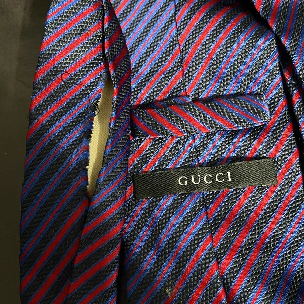 Gucci Red and Blue Striped Tie